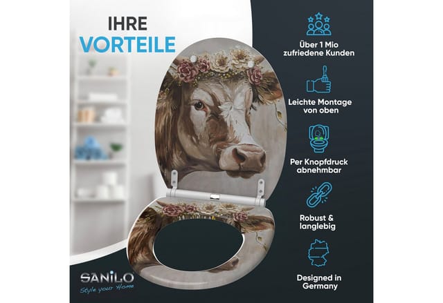 Sanilo WC-Sitz »Berta«, mit Schnellverschluss, Braun , Oval