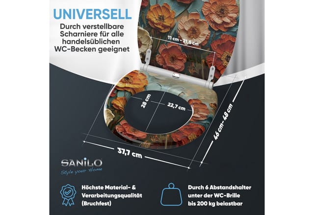 Sanilo WC-Sitz »Florum«, mit Schnellverschluss, Orange , Oval