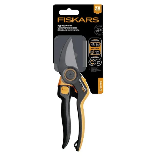 FISKARS Gartenschere, »X-series DualAction«, ergonomisch, antihaftbeschichtet, orange/schwarz