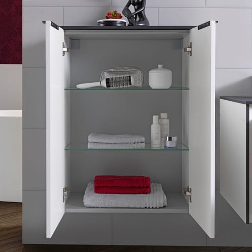 FACKELMANN Doppel-Midischrank »Flair«, 2 Türen, Weiss/Weiss, 602 x 823 x 320 mm