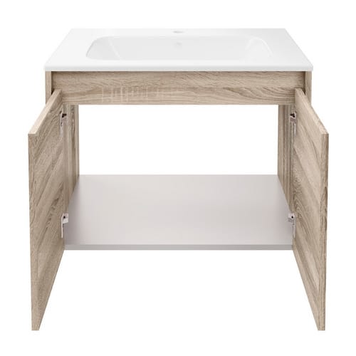FACKELMANN Badmöbel-Set »Compact Line«, 710 mm, mit Spiegelschrank, Sonoma Eiche, 2 Türen - braun