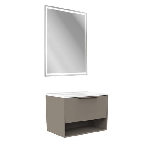 FACKELMANN Badmöbel-Set »B.Paris«, 705 mm, mit Spiegelelement, Cubanit Grau, mit Guss-Waschbecken