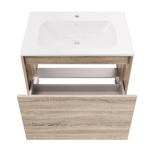 FACKELMANN Badmöbel-Set »Compact Line«, 710 mm, mit Spiegelschrank, Sonoma Eiche, 1 Schublade - braun