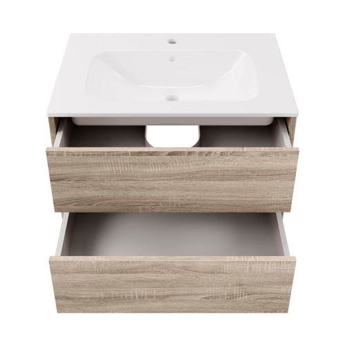 FACKELMANN Badmöbel-Set »Compact Line«, 710 mm, mit Spiegelschrank, Sonoma Eiche, 2 Schubladen - braun