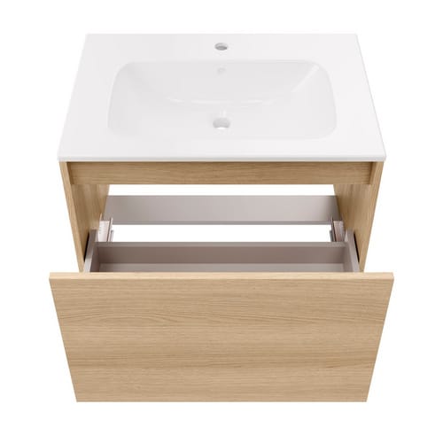 FACKELMANN Badmöbel-Set »Compact Line«, 710 mm, mit Spiegelschrank, Lindberg Eiche, 1 Schublade - braun