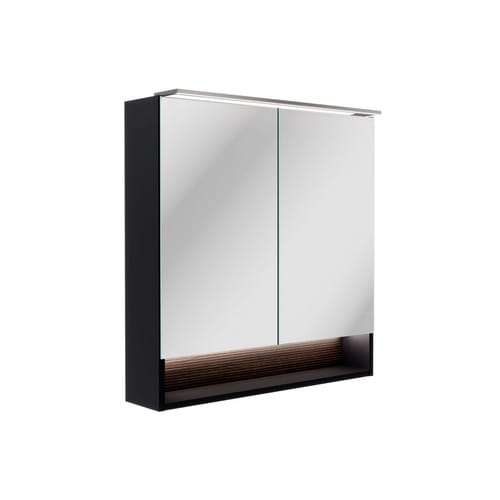 FACKELMANN Badmöbel-Set »B.Paris«, 705 mm, mit Spiegelschrank, Schwarz/Rigoletto, mit Glaswaschbecken - braun