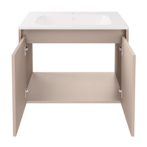FACKELMANN Badmöbel-Set »Compact Line«, 710 mm, mit Spiegelschrank, Kaschmir, 2 Türen - grau