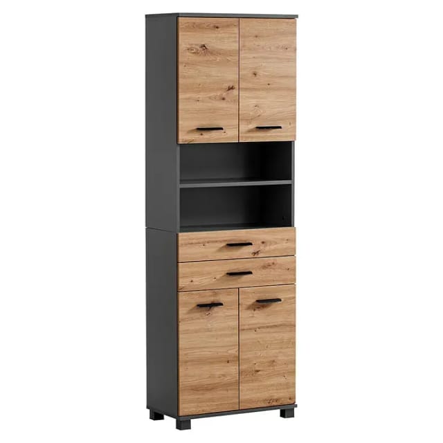 SCHILDMEYER Hochschrank &raquo;Palermo&laquo;, anthrazit, (BxHxT): 59,8 x 180,9 x 32,6 cm - schwarz