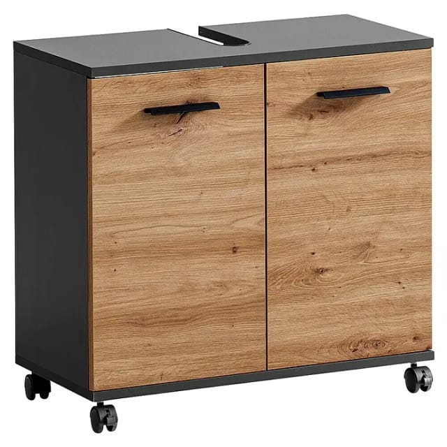 SCHILDMEYER Waschbeckenschrank &raquo;Palermo&laquo;, 2 T&uuml;ren, anthrazit, (BxHxT):60 x 63,4 x 32,6 cm - schwarz