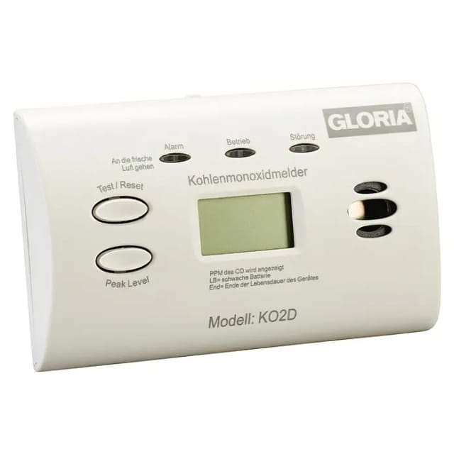 GLORIA Kohlenmonoxid-Warnmelder / CO-Melder KO2D, mit Display, Batteriebetrieb