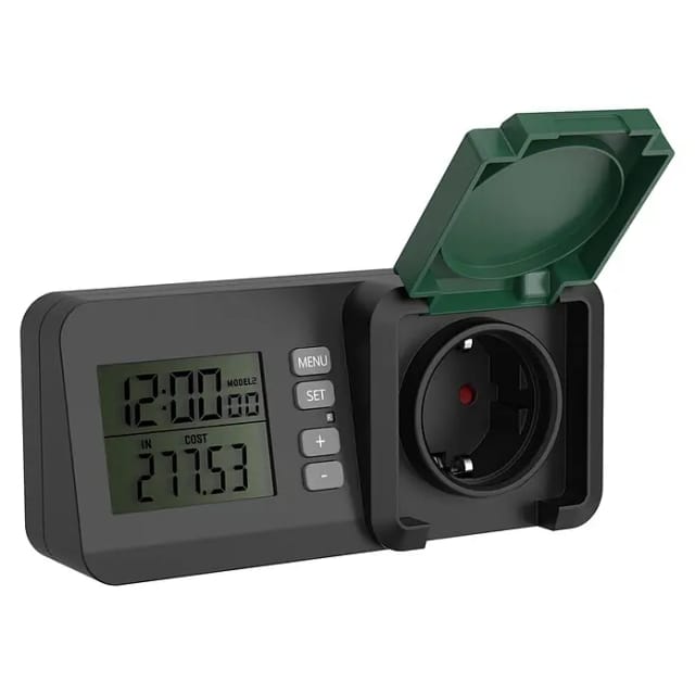 REV Energiekostenmessgerät mit LC-Display, IP44, schwarz-grün