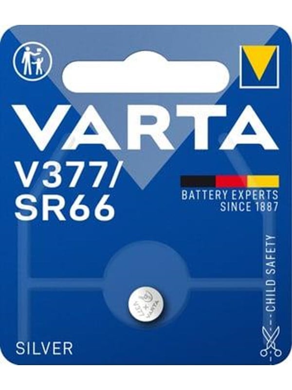 VARTA Silberoxid-Knopfzelle V377/SR66, 1,55 V, 21 mAh