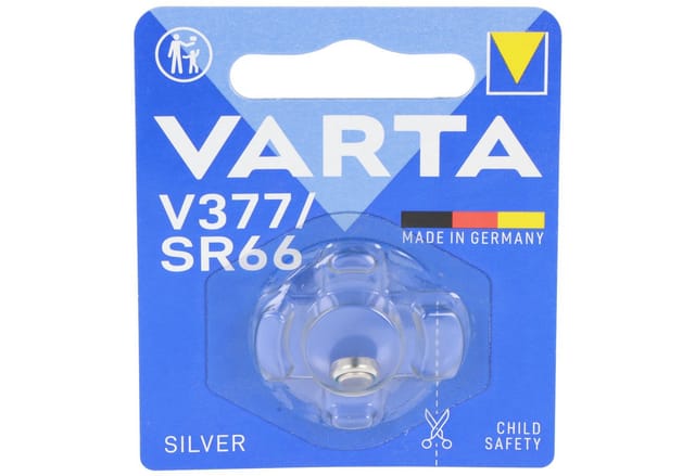 VARTA Silberoxid-Knopfzelle V377/SR66, 1,55 V, 21 mAh