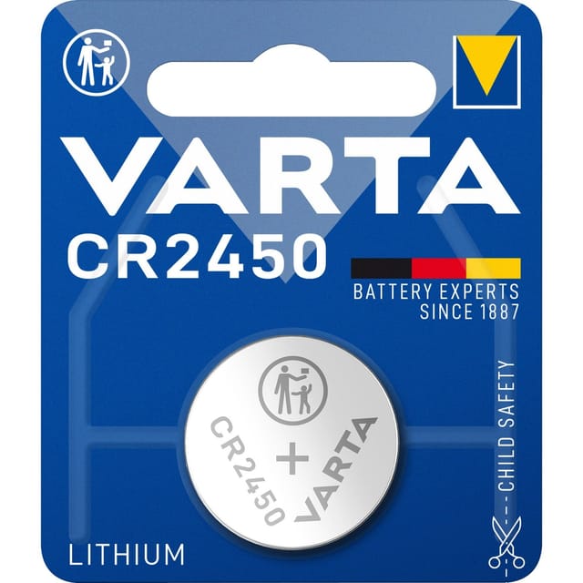 VARTA Lithium-Knopfzelle CR2450, 3 V, 570 mAh