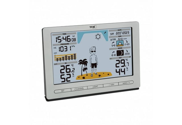 TFA Funk-Wetterstation METEO JACK mit Wettervorhersage-Funktion, Luftdruck, Funkuhr/Datum, 433 MHz