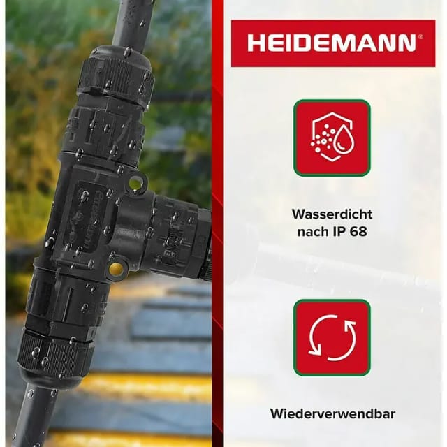 Heidemann ISO FLEX Kabelverbinder, T-Stück Kupplung, 3-polig mit Kupplungsstecker, IP68