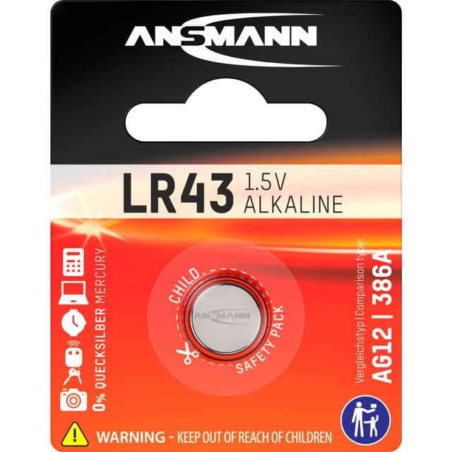 Ansmann Alkaline-Knopfzelle, Typ AG-12, LR43