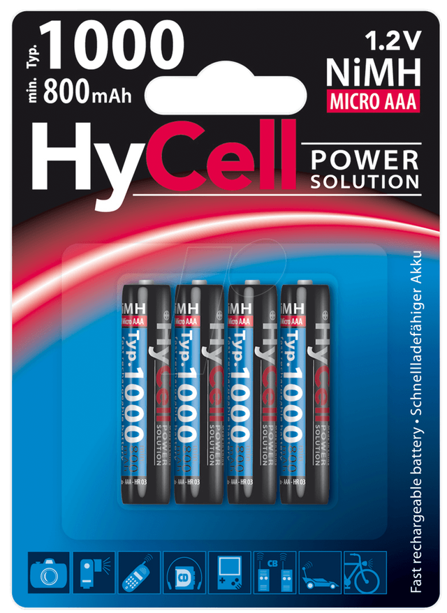 Hycell NiMH-Akku Micro AAA, Typ 1000, 4er-Blister