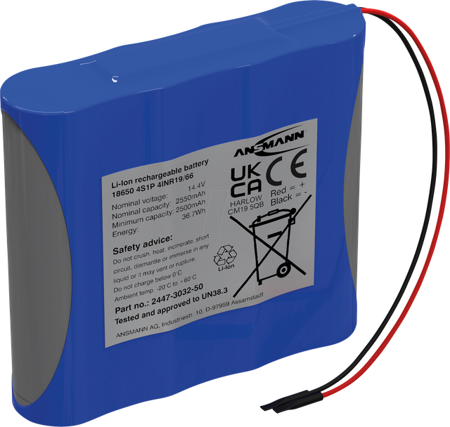 Ansmann 4er-Lithium-Ionen-Akkupack 18650