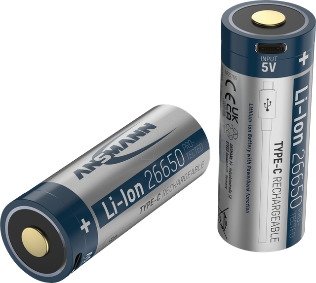 Ansmann Li-Ion Akku 26650, 5100 mAh mit USB-Typ-C