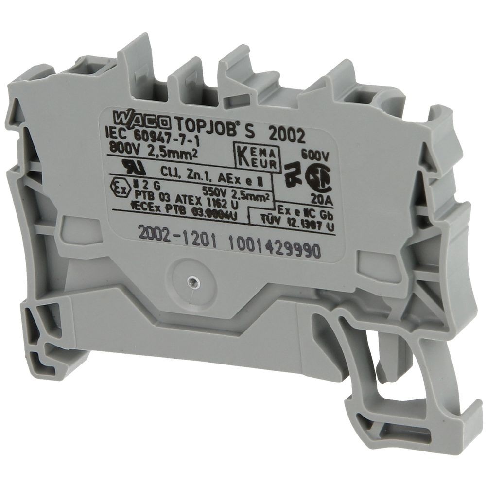 Wago 2-Leiter-Durchgangsklemme 2002-1201, Grau, 2,5 mm²