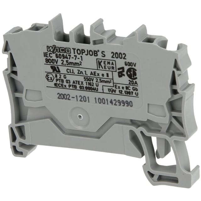 Wago 2-Leiter-Durchgangsklemme 2002-1201, Grau, 2,5 mm²