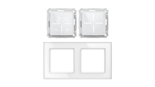 Homematic IP Smart Home Set Glastaster + Glas-Thermostat mit CO2-Sensor + Glasrahmen, weiß, 1x WGS, 1x WGTC, 1x GF2