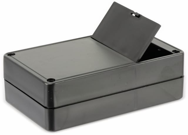 Kemo 6 V Kunststoffgehäuse mit 4x Mignon Batteriefach, 123 x 39 x 72 mm