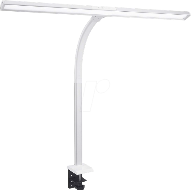 FeinTech 20-W-LED-Schreibtischleuchte / LED-Klemmleuchte LTL00320E, Tischmontage, 80 cm, weiß-silber