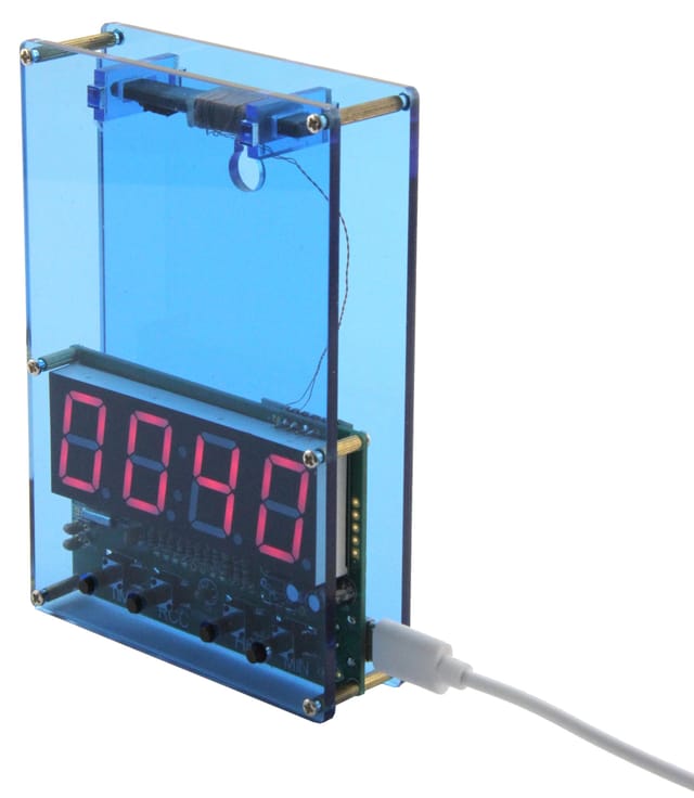 SOL-EXPERT Funkuhr-Bausatz mit DCF-Modul, 4x 7-Segment-Anzeige, Acrylgehäuse