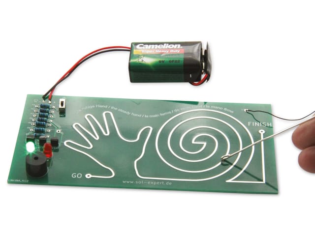 SOL-EXPERT Lötbausatz „Ruhige Hand“, Geschicklichkeitsspiel mit Summer und LED