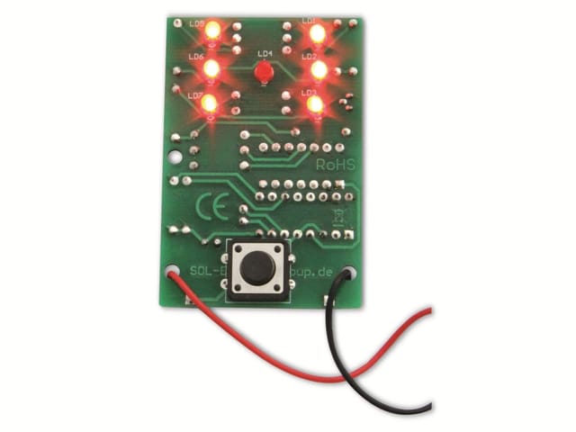 SOL-EXPERT Elektronischer Würfel Lötbausatz, LED-Zufallsanzeige, Tastergesteuert