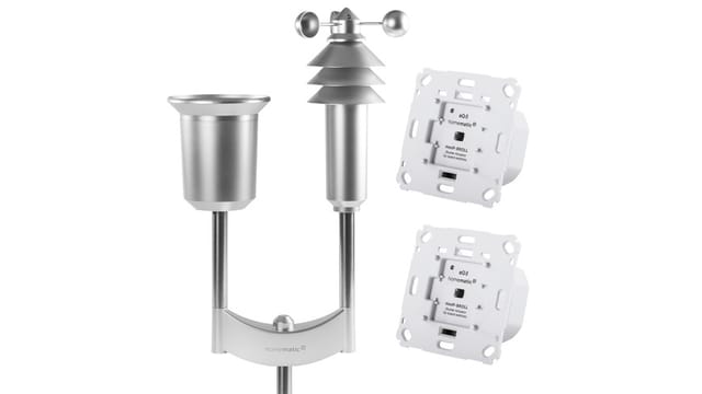 Homematic IP Smart Home Set Wetterschutz mit 2x Rollladenaktor und Wettersensor Plus