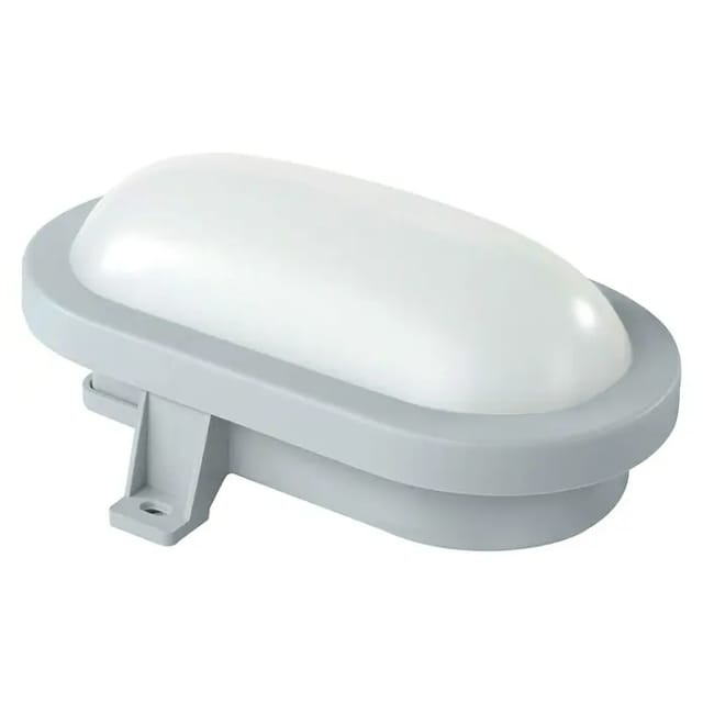 REV 10-W-Oval-LED-Leuchte mit HF-Bewegungssensor, kaltweiß, graues Gehäuse, IP54