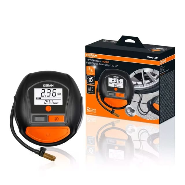 OSRAM Luftkompressor TYREinflate 1000, 8,9-cm-LC-Display, 12 V, max. 5,5 bar, 24 l/min, 180 W