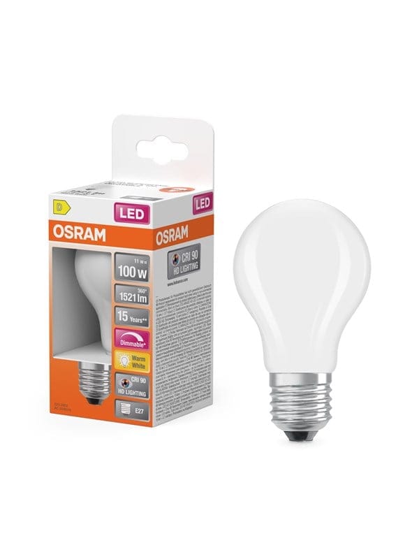Osram LED Superstar Plus Classic A 100 Filament, 11 W, 1521 lm, E27, dimmbar, warmweiß, matt