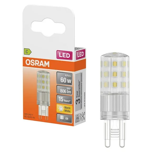 Osram LED PIN 60 320°, 4,9 W, 806 lm, G9, 2700 K