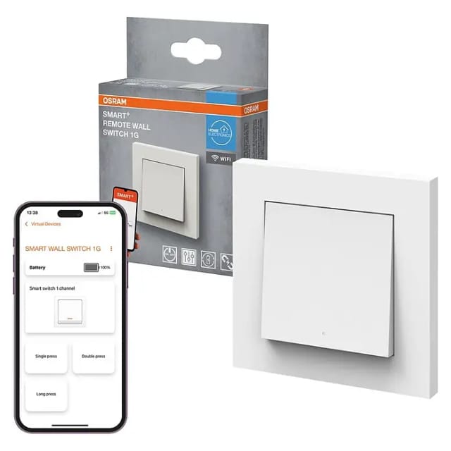 OSRAM SMART+ WiFi Remote Wall Switch, 1-fach, batteriebetrieben, USB-C, Weiß