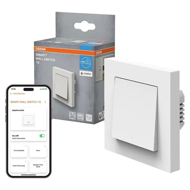 OSRAM SMART+ Smart Home WLAN-Wandschalter, 1-Kanal, Matter-kompatibel, Weiß