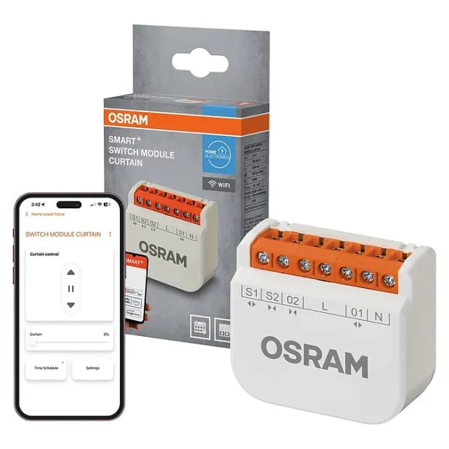 OSRAM SMART+ Smart Home WLAN-Vorhangschaltmodul, Unterputz, Matter-kompatibel, Weiß