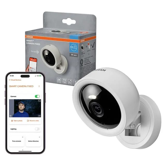OSRAM SMART+ Smart Home WLAN-Überwachungskamera, Outdoor, 2K QHD, Weiß