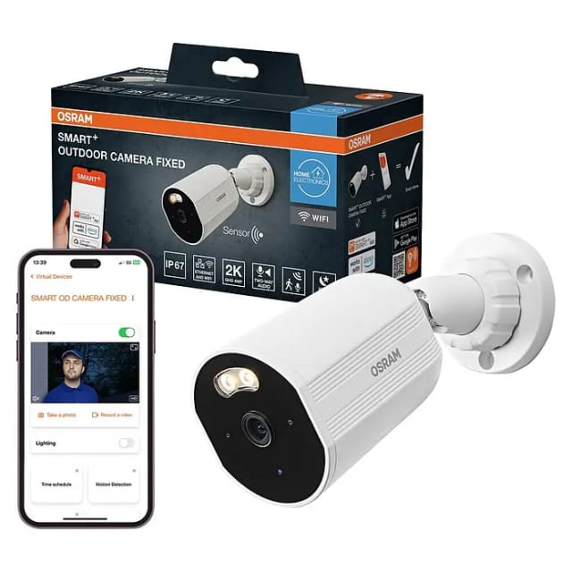 OSRAM SMART+ Smart Home WLAN-Außenkamera, 2K QHD, IP67, Weiß