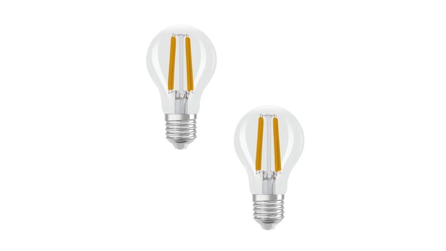 Osram LED Classic A 60, Filament, EEK A, 3,8 W, 806 lm, E27, kaltweiß, klar, 2er Pack