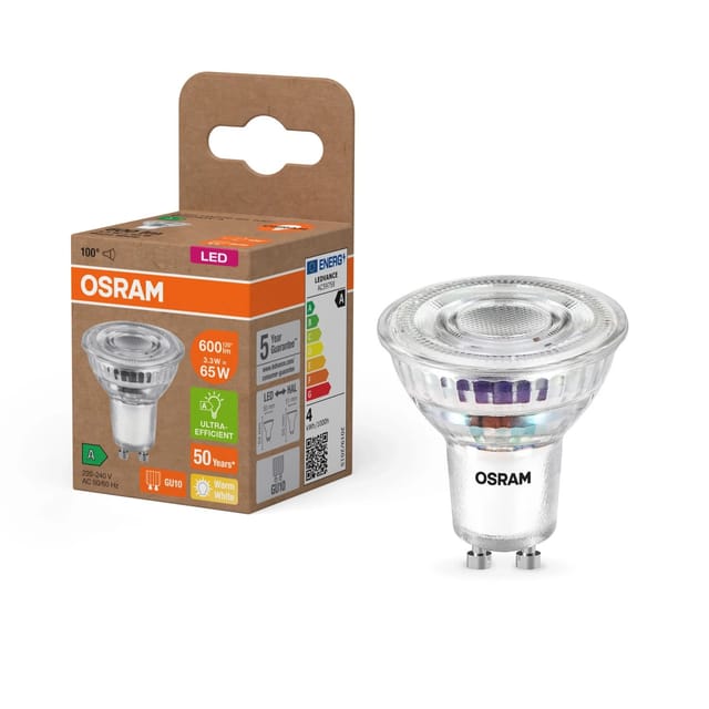 Osram LED PAR16 51 100°, 3,3 W, 600 lm, GU10, EEK A, warmweiß