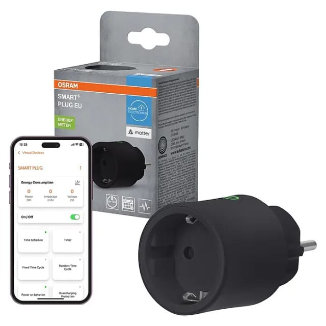 OSRAM SMART+ Smart Home, Steckdose, WLAN, Matter, Verbrauchsmessung, EU, schwarz