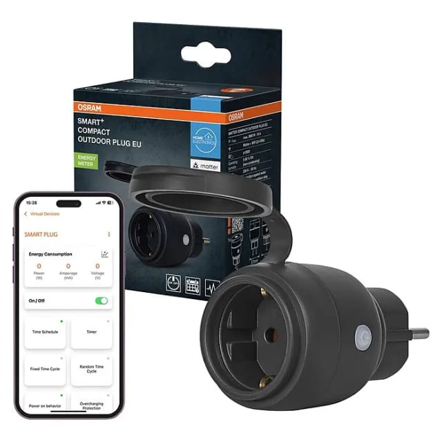 OSRAM SMART+ Smart Home Outdoor Plug mit Energiemessung, WLAN, Matter, schwarz