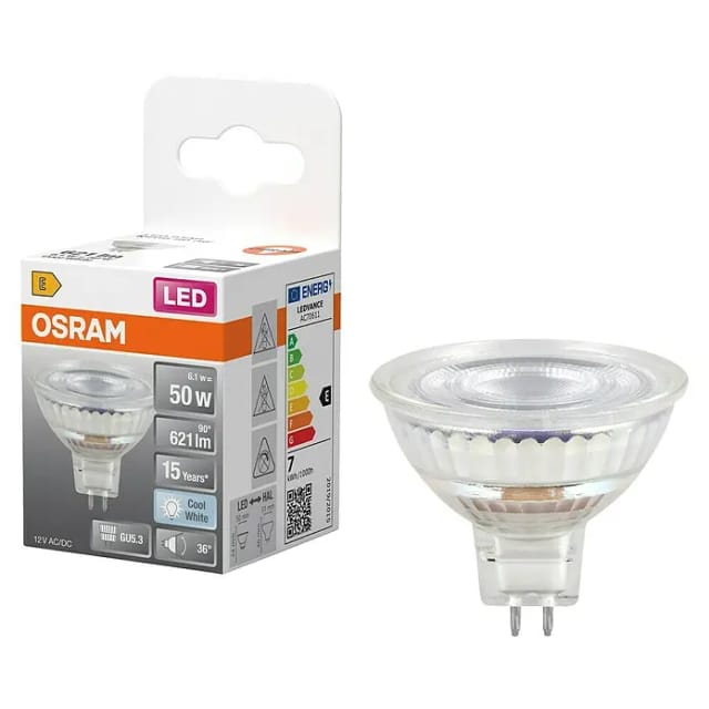 Osram LED Star MR16 50 36°, 6,1 W, 621 lm, GU5.3, EEK E, kaltweiß