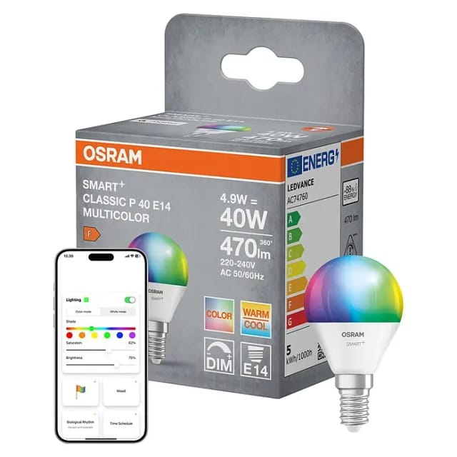 OSRAM SMART+ Smart Home LED Lampe E14, MATTER, RGBWW
