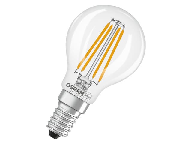 Osram LED Classic P 40, Filament, EEK B, 2,5 W, 470 lm, E14, dimmbar, warmweiß, klar