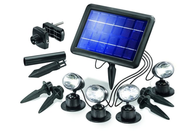 esotec Solar-LED-Beleuchtungs-Set Solarspot Quattro Power, IP44